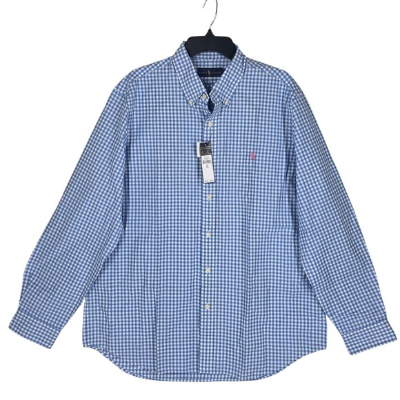 Ralph Lauren Button Down Shirt Mens XL Gingham Check Light Blue White LS NWT $89 - Picture 12 of 12